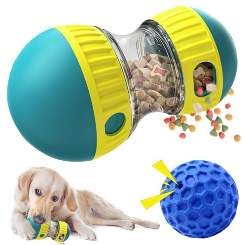 WIYETY 2-teiliges Set Rolling Feeder Hundespielzeug, Rollender Leckerli Spender, Interaktives Hundespielzeug, Haustier Langsamfütterer, Futterball für Hunde, Slow Feeder für Hunde Spielzeug (Cyan) von WIYETY