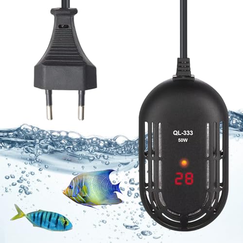 WIYETY 50W Aquarium Heizung：Mini justierbare Aquarium Heizer Präzise Temperaturregelung Aquarium Heizstab mit Digitalem Display Externer Steuerung von WIYETY