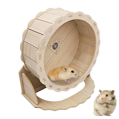 WIYETY Hamster Holzlaufrad: 23cm Holz Laufrad Hamster, Leise Hamster Spielzeug Hamsterlaufrad, Kleintierspielzeug Laufrad, für Zwerghamster, Rennmäuse, Mäuse oder Andere Kleine Haustiere von WIYETY