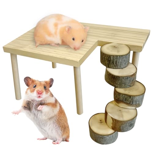 WIYETY Holzhamster Kletterplattform, Hamster-Holzplattform, Hamster Leiter, Hamster Spielzeug, Hamster Plattform, für Hamster, Golden Bear, Rennmäuse, Zwerghamster - Runde Leiter von WIYETY