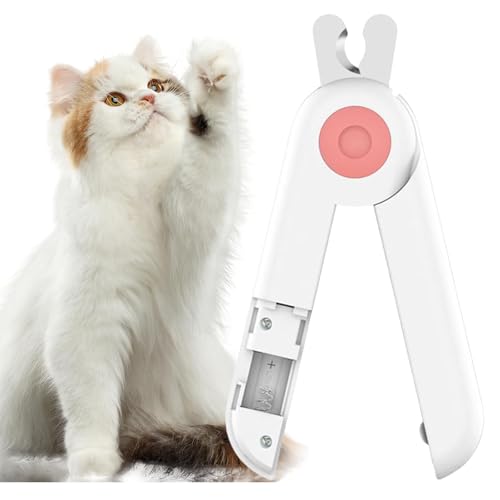 WIYETY Nagelknipser mit Led-Licht für Hunde Katzen, Sicherheits Nagelknipser mit Nagelfeile und Spritzfest Schutzvorrichtung, 2-in-1 Krallenschere für Katzen Hunde, für Mittlere Kleine Haustiere von WIYETY