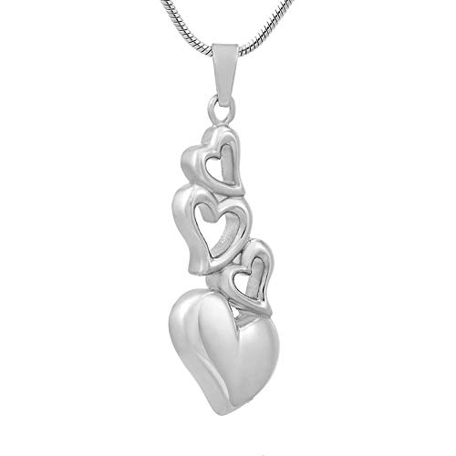 WJDT Charm Heart Vier Suspension Haustier/Menschliche Asche Halter Asche Container Souvenir Anhänger Sarg Begräbnismemorial Geschenk Sympathie-3 stücke Anhänger._Silber- von WJDT