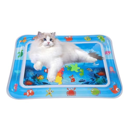 WJnflQN 69x50cm Wasserspielmatte Katze Sensorische Wasserspielmatte Für Katzen Wassermatte Für Katze Und Hund PVC Wassermatte Spiel Katzen Kühlmatte Verdickte Island von WJnflQN