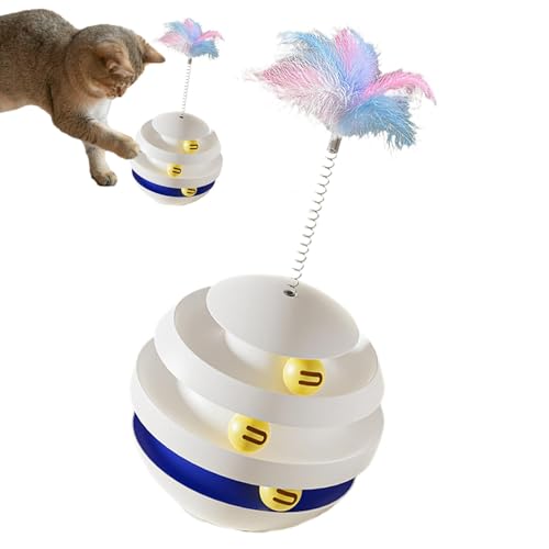 WJnflQN Ball Katzenspielzeug | Kätzchen Puzzle Katzenball Spielzeug | Aktive Katzenspielzeuge, Katzenballturm, Hundeanreicherung Spielzeug, Drehteller Rolling Cat Toy für Indoor Outdoor Katzen von WJnflQN