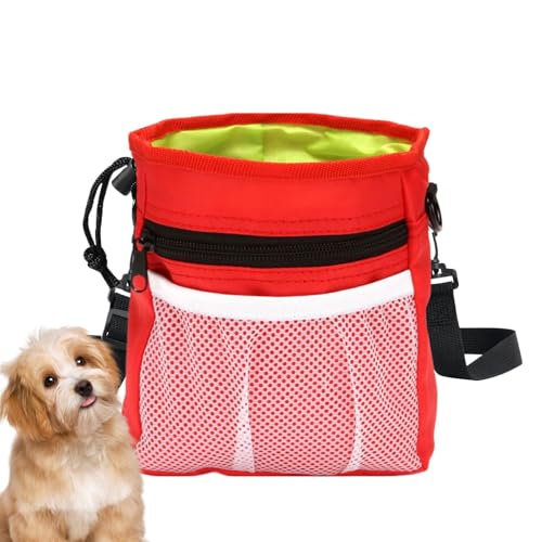 WJnflQN Hunde-Leckerli-Trainingsbeutel, Welpen-Leckerli-Snackbeutel - Taillengürtel-Gürteltasche für Spaziergänge mit Haustieren,Hundeauslauftasche, integrierter Kotbeutelspender, inklusive Hüftgurt von WJnflQN