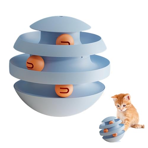 WJnflQN Katzenspielzeug Ballbahn, Kätzchen Puzzle Katzenball Spielzeug, Aktive Katzenspielzeuge, Katzenballturm, Hundeanreicherung Spielzeug, Drehteller Rolling Cat Toy für Indoor Outdoor Katzen von WJnflQN