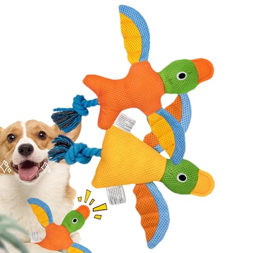 WJnflQN Quietschendes Hundespielzeugseil, Welpenspielzeug für Zahnen | Vogelkauen quietschende Hundespielzeug - Soft Squeaker mit Seilknoten, weiche tierische interaktive Spiele, Haustiervorräte für von WJnflQN