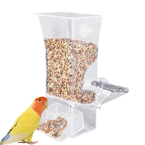 WJnflQN Sittich-Futterspender für Vogelkäfig, automatischer Vogelfutterspender,Transparentes Vogelkäfigzubehör aus Acryl | Spritzwassergeschützter automatischer Papageienfutterautomat für von WJnflQN