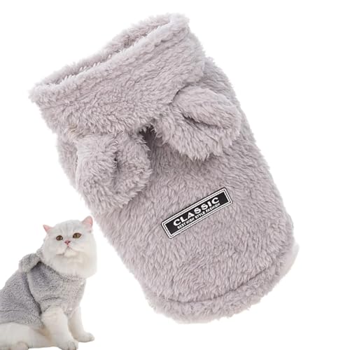 WJnflQN Warmes Hunde-Sweatshirt – weicher Katzen-Winterpullover, Hunde-Winterkleidung, Kaltwetter-Mäntel für kleine Hunde, niedlicher Hasenohren-Katzenpullover von WJnflQN