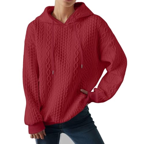 WKAYsIV Pulli Für Katze mit Kordelzug, modische Sweatshirts, lässige Oberteile, langärmelig, Sweatshirts mit Taschen Selbst Gestalten(Rot,L) von WKAYsIV