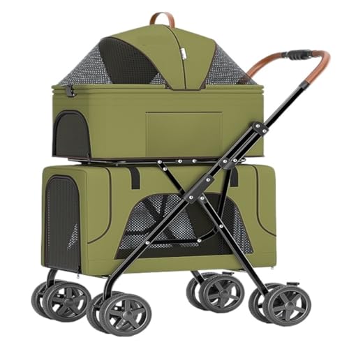 Kinderwagen für Haustiere Bequemer und praktischer Hundekinderwagen for Haustiere, faltbares und leichtes Material for Hunde und Katzen Hundekinderwagen(Green) von WLFKL