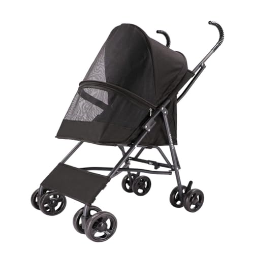 Kinderwagen für Haustiere Haustier-Kinderwagen, Vierrad-Kinderwagen, Outdoor-Reise-Haustier-Kinderwagen, zusammenklappbarer Haustier-Kinderwagen, Leichter Haustier-Kinderwagen Hundekinderwagen(Black) von WLFKL