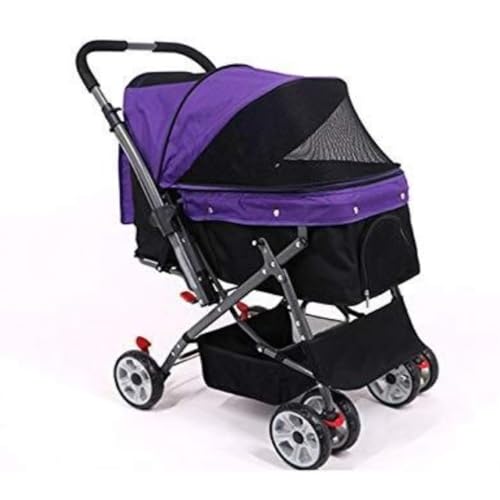 Kinderwagen für Haustiere Haustier-Kinderwagen, vierrädriger Haustier-Kinderwagen, doppelseitiger Haustier-Kinderwagen, faltbarer Haustier-Kinderwagen, Outdoor-Haustier-Kinderwagen Hundekinderwagen(Pu von WLFKL