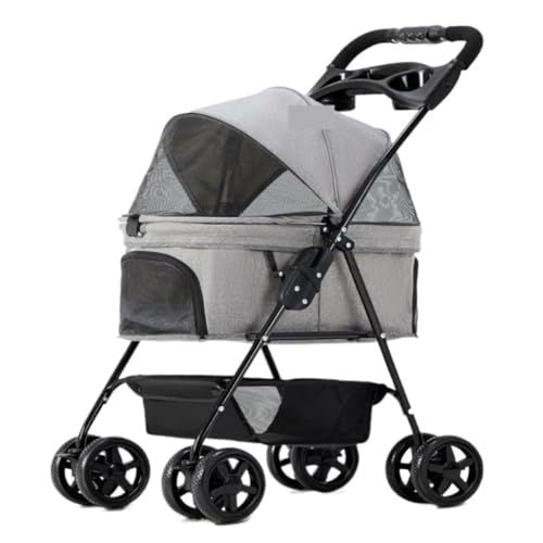 Kinderwagen für Haustiere Haustier-Kinderwagen for Ausflüge, Kleiner Zugwagen, Welpen-Kinderwagen, Hunde-Gassi-Wagen, Kleine, Leichte, Faltbare Katze Hundekinderwagen(G,B) von WLFKL