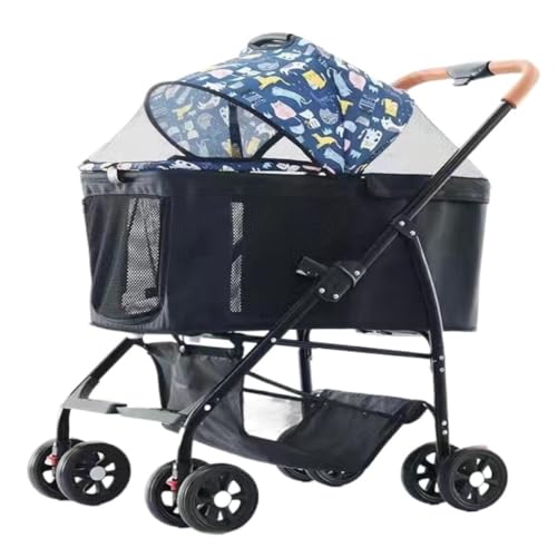 Kinderwagen für Haustiere Haustier-Kinderwagen for Ausflüge, Kleiner Zugwagen, Welpen-Kinderwagen, Hunde-Gassi-Wagen, kleine, leichte, Faltbare Katze Hundekinderwagen(White) von WLFKL