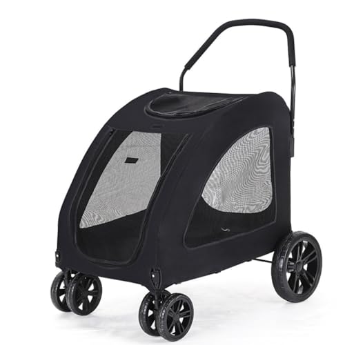 Kinderwagen für Haustiere Haustier-Kinderwagen for Große Und Mittelgroße Hunde Und Katzen Beim Ausgehen, Leichter Und Tragbarer Faltbarer Hunde-Kinderwagen Hundekinderwagen(Black) von WLFKL