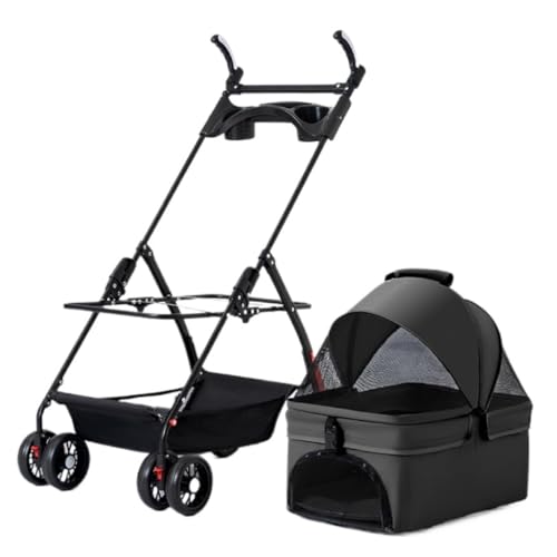 Kinderwagen für Haustiere Haustierkatzen- Und Hundekinderwagen, Hunde- Und Katzen-Teddy-Kinderwagen, Kleiner Haustierkinderwagen, Leichter Hundekinderwagen Hundekinderwagen(Black,A) von WLFKL