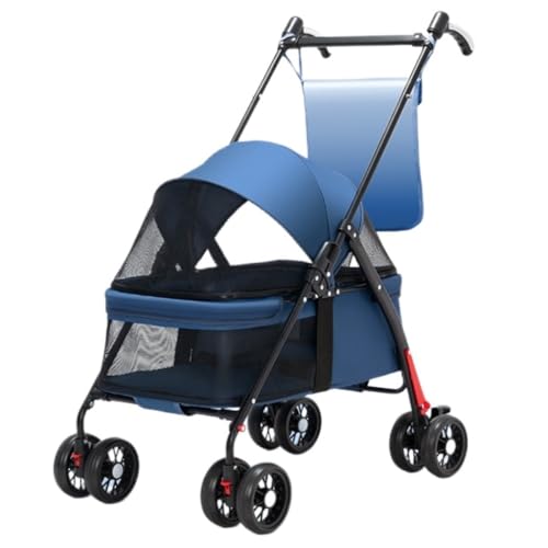 Kinderwagen für Haustiere Haustierkatzen- Und Hundekinderwagen, Hunde- Und Katzen-Teddy-Kinderwagen, Kleiner Haustierkinderwagen, Leichter Hundekinderwagen Hundekinderwagen(Blue,C) von WLFKL