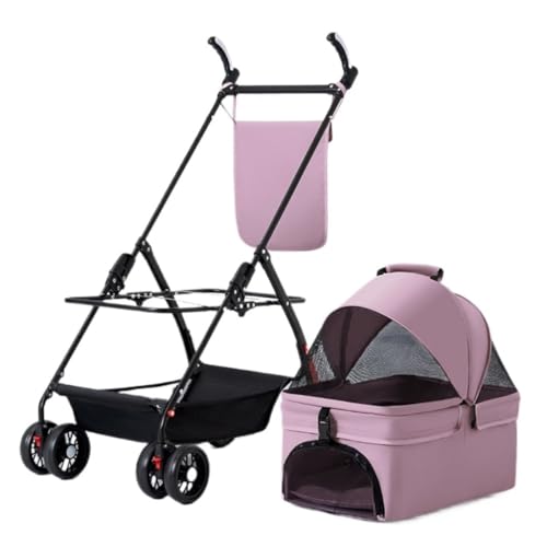 Kinderwagen für Haustiere Haustierkatzen- Und Hundekinderwagen, Hunde- Und Katzen-Teddy-Kinderwagen, Kleiner Haustierkinderwagen, Leichter Hundekinderwagen Hundekinderwagen(Pink,B) von WLFKL