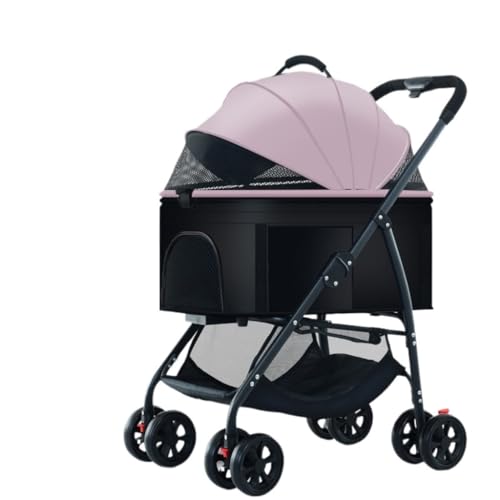 Kinderwagen für Haustiere Leichter, Faltbarer Und Abnehmbarer Haustierwagen for Spazierengehen Mit Babys, Mittelgroßen Und Kleinen Hunden Und Katzen Beim Ausgehen Hundekinderwagen(Pink) von WLFKL