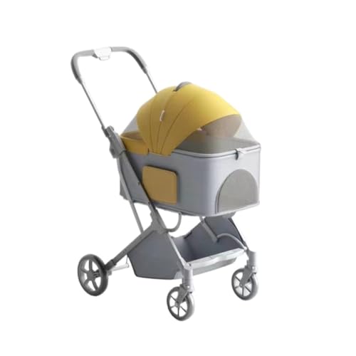 Kinderwagen für Haustiere Leichter, Faltbarer Und Abnehmbarer Haustierwagen for Spazierengehen Mit Babys, Mittelgroßen Und Kleinen Hunden Und Katzen Beim Ausgehen Hundekinderwagen(Yellow) von WLFKL