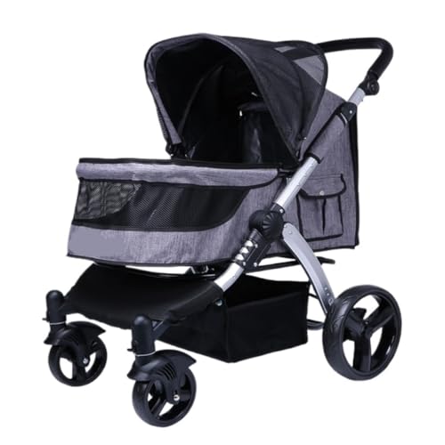 Kinderwagen für Haustiere Outdoor Falten Haustier Kinderwagen Hund Und Katze Faltbare Kinderwagen Tragbare Outdoor Kinderwagen Haustier Atmungsaktive Kinderwagen Hundekinderwagen(G) von WLFKL