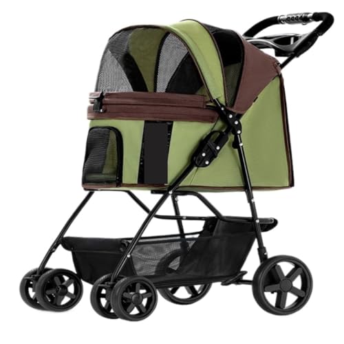 Kinderwagen für Haustiere Praktischer Haustier-Kinderwagen, Hunde-Kinderwagen, faltbar, leichtes Material, for kleine und mittelgroße Hunde und Katzen Hundekinderwagen(Green) von WLFKL