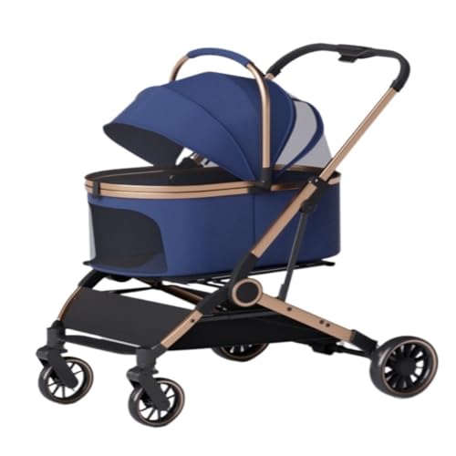 Kinderwagen für Haustiere Praktischer Kinderwagen for Haustiere, Leicht, Faltbar Und Abnehmbar, Kleiner Kinderwagen for Katzen Und Hunde for Ausflüge Hundekinderwagen(Blue) von WLFKL