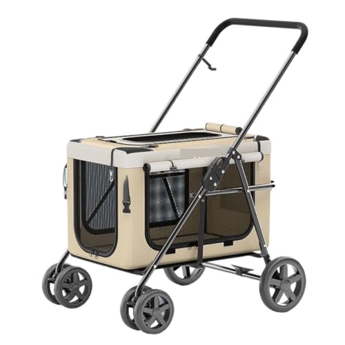 Kinderwagen für Haustiere Separater Und Praktischer Welpen-Kinderwagen for Haustiere, Faltbar Und Aus Leichtem Material for Welpen Und Kätzchen Hundekinderwagen(Brown) von WLFKL