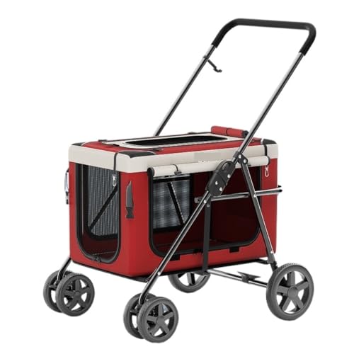 Kinderwagen für Haustiere Separater Und Praktischer Welpen-Kinderwagen for Haustiere, Faltbar Und Aus Leichtem Material for Welpen Und Kätzchen Hundekinderwagen(Red) von WLFKL