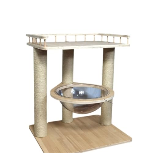 WLFKL Klettergerüst für Katzen Katzen-Klettergerüst aus massivem Holz mit Raumkapsel, Katzenregal, Super-Katzennest, integrierte Katzen-Klettersäule, groß Katzenturm von WLFKL