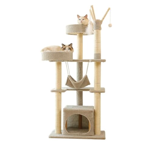 WLFKL Klettergerüst für Katzen Katzenklettergerüst, Katzennest, Katzenbaum, Katzenrahmen mit Nest, mehrschichtige Katzenklettersäule, Katzenzubehör Katzenturm(B) von WLFKL