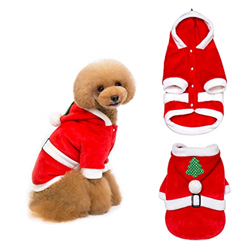 Hund Weihnachten Outfit, Weihnachten Kleidung für Hundekostüme, Warm Halten Weihnachtsmann Kleid, Hund Hoodie Weihnachten, Haustier Hoodie Mantel für kleine mittelgroße Hunde Welpen Haustiere, L von WLICCHS