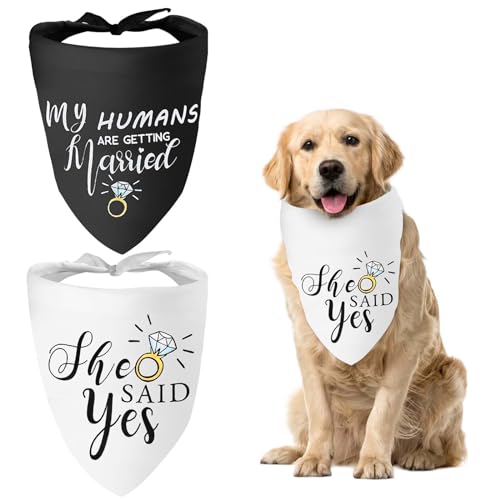 WLLHYF „My Humans Are Getting Married She Said Yes“-Hundehalstuch Haustierschal dreieckiges Lätzchen Kopftuch-Set Hochzeitsfoto-Requisite für Hundeliebhaber kleine mittelgroße große Hunde Katzen von WLLHYF