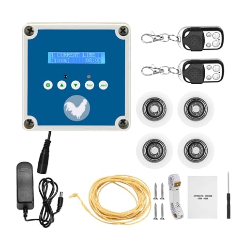 Automatische Hühnerstalltür, Scheunenöffner, Controller-Set, Solar-Geflügelausrüstung, Hühnerfarm, Klappe, Automatische Fernbedienung, Motor(Blue) von WLLKIY