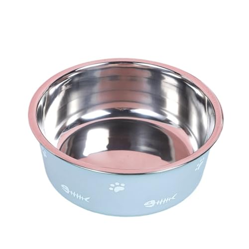 1pc Edelstahl Haustier Katze Fütterung Schüssel Langlebig Schöne Pfote Gedruckt Nicht-Slip Einzigen Schüssel Haustier Hund Schüssel Essen Trinken Tablett Feeder Katzennapf (Color : Black, Size : S) von WLTYSM