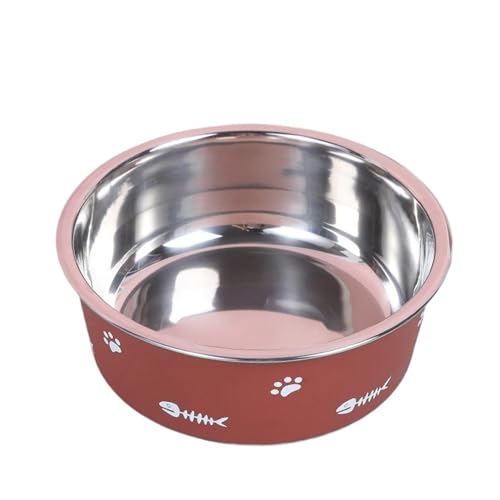 1pc Edelstahl Haustier Katze Fütterung Schüssel Langlebig Schöne Pfote Gedruckt Nicht-Slip Einzigen Schüssel Haustier Hund Schüssel Essen Trinken Tablett Feeder Katzennapf (Color : Gray, Size : M) von WLTYSM