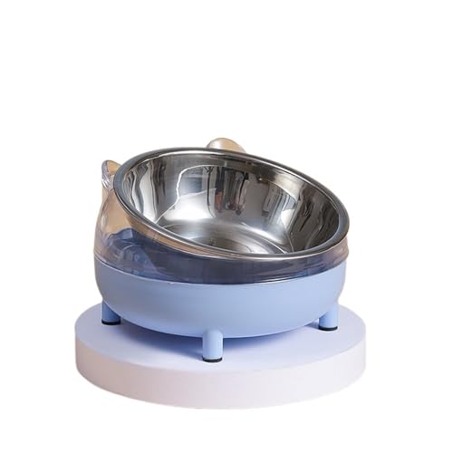 Haustiere Schüssel Katze Feeder Schüssel Mit Hund Katze Essen Trinken Schüsseln Haustier Edelstahl Doppel Verwenden Vier Beine Desgin Katzennapf (Color : Blue-01) von WLTYSM