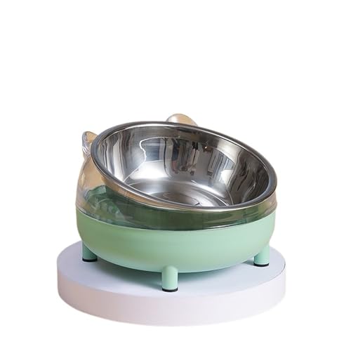 Haustiere Schüssel Katze Feeder Schüssel Mit Hund Katze Essen Trinken Schüsseln Haustier Edelstahl Doppel Verwenden Vier Beine Desgin Katzennapf (Color : Light green-01) von WLTYSM