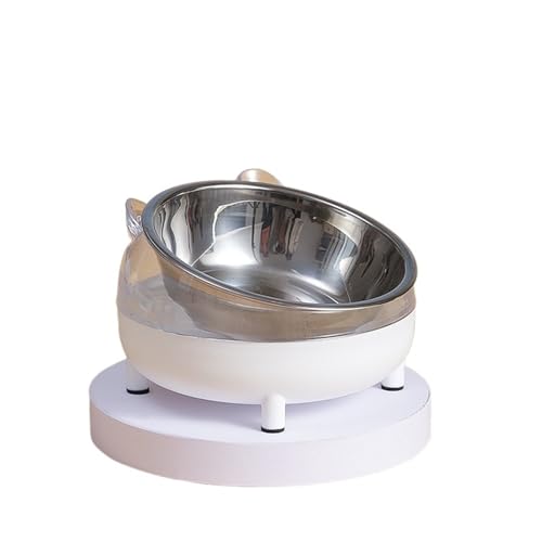 Haustiere Schüssel Katze Feeder Schüssel Mit Hund Katze Essen Trinken Schüsseln Haustier Edelstahl Doppel Verwenden Vier Beine Desgin Katzennapf (Color : White-01) von WLTYSM