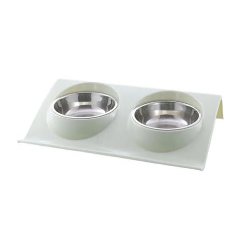 Hund Doppelnapf Hohe Kapazität Anti-umsatz Edelstahl rutschfeste Tiernahrung Wasser Feeder Heimtierbedarf Katzennapf (Color : Green) von WLTYSM