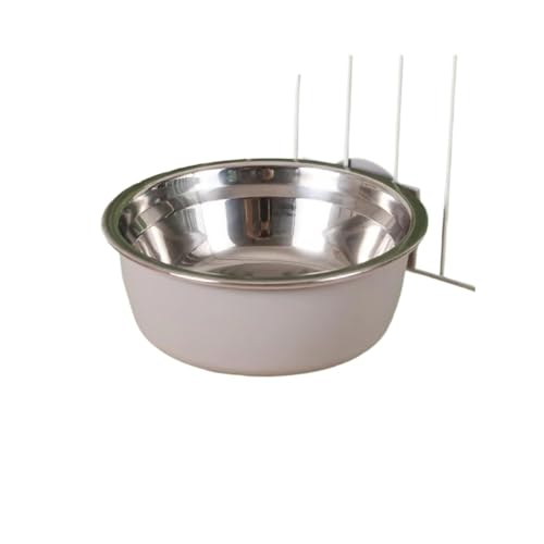 Katze Aufhänger Käfig Tasse Edelstahl Pet Fütterung Werkzeuge Stationäre Hund Schüssel Hängen Feeder Dish Reise Lebensmittel Wasser Schüsseln Katzennapf (Color : Gray) von WLTYSM