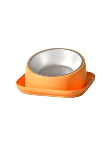 Katzen- und Hundefutternapf mit schräger Öffnung, umstoßsicherer Edelstahlnapf, Wasserreisnapf, Katzenzubehör Katzennapf (Color : Orange) von WLTYSM