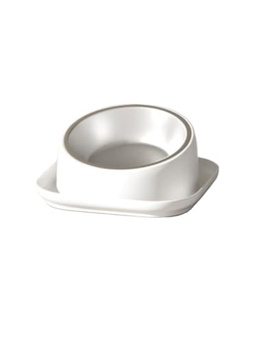 Katzen- und Hundefutternapf mit schräger Öffnung, umstoßsicherer Edelstahlnapf, Wasserreisnapf, Katzenzubehör Katzennapf (Color : White) von WLTYSM