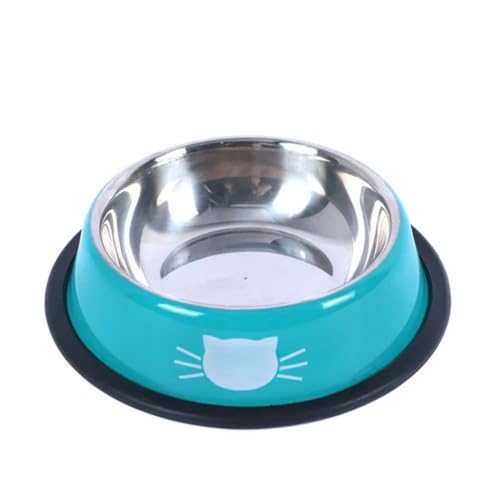 Katzenfutternapf, Edelstahl, for Kätzchen, Katzenfutter, Wassernapf mit Rutschfester Gummibasis, Kleiner Haustiernapf, Katzenzubehör, Heimtierbedarf Katzennapf (Color : Blue) von WLTYSM