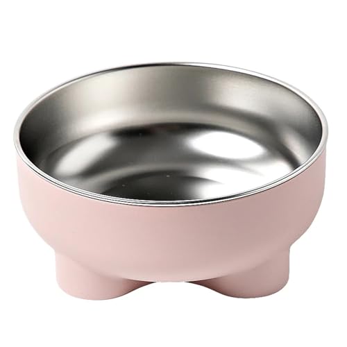 Katzennapf in Edelstahlform, for Welpen, Katzen, Futter, Trinkwasser, rutschfest, mit hohem Fußboden, teilbar Katzennapf (Color : Pink Four Leaves) von WLTYSM