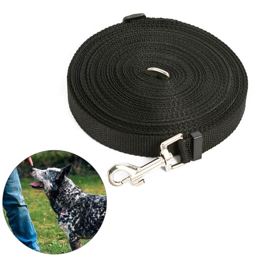 Schleppleine 10m für Hunde für Kleine Hund,Trainingsleine für Hunde,Schleppleine Große Hunde Wetterfeste Nylon Hundeleine mit D-Karabiner für Spaziergänge im Freien und Hundespaziergänge(Schwarz) von WLVinson