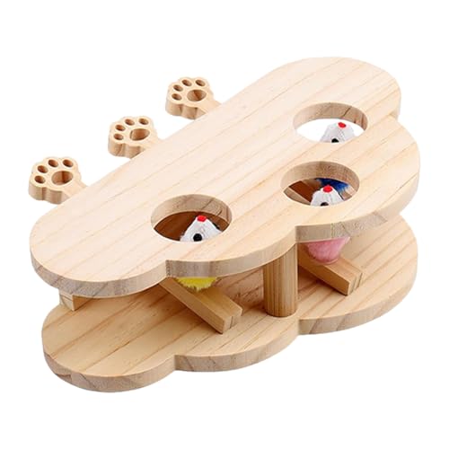 WMFASBAG Katzen Whack A Mole Spiel Whack A Mole Katzenspielzeug, 3/5-Löcher, Massivholz-Katzenspielzeug, lustige Jagdspielzeugkiste aus Holz, interaktives Haustierzubehör von WMFASBAG