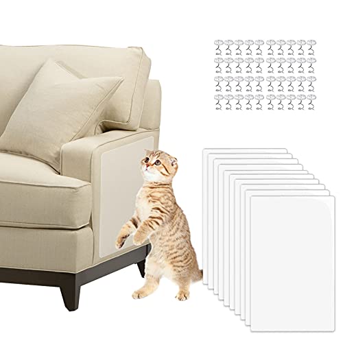 10 Stück Kratzschutz Klebefolien, Katzen-Kratzschutz, 10er-Packs Katzensofa-Schutz für Polstermöbel, Selbstklebende Kratzschutzmatte mit 40 Spiralnägeln für Couch-Sofa-Stuhl, 40 X 30cm von WMLBK