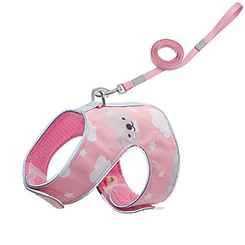 WMPRTT Katzengeschirr und Leine zum Gehen Verstellbare, weiche Mesh-Westengurte mit reflektierendem Riemen Metall Leinenring Metall (L,pink) von WMPRTT